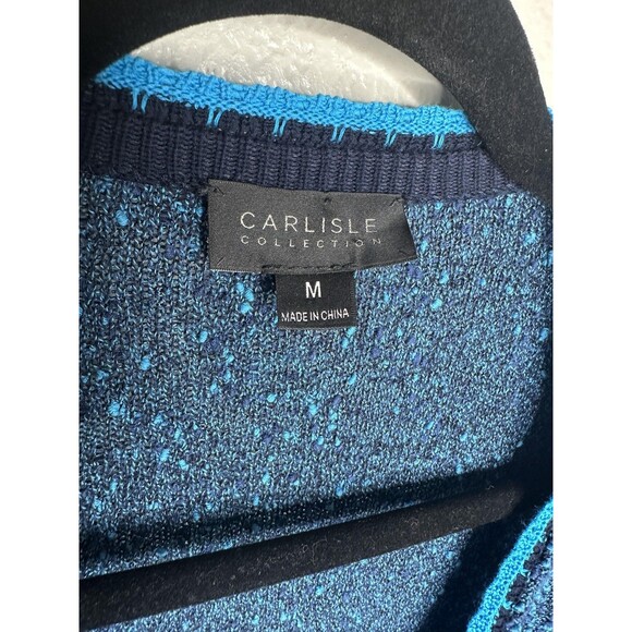 Carlisle Collection Cardigan Sweater Womens Medium Blue Open Front Boucle Knit - Picture 3 of 6